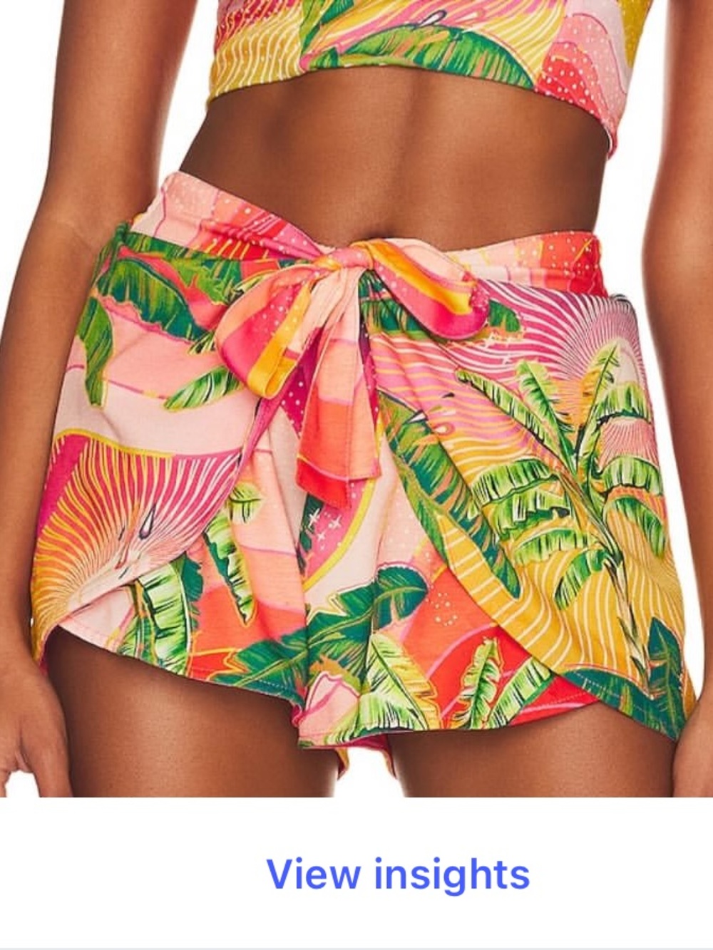 Agua Bendita Tropical Pink Palm Tie-Waist Skort